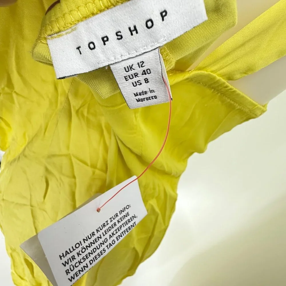 Topshop Lime Yellow Sleeveless Midi Dress With Lace Detail UK 12 / US 8 - Picture 5 of 13